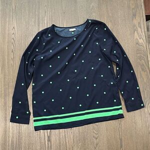 Gap Women's Navy Green Polka Dot Blouse - Size M
